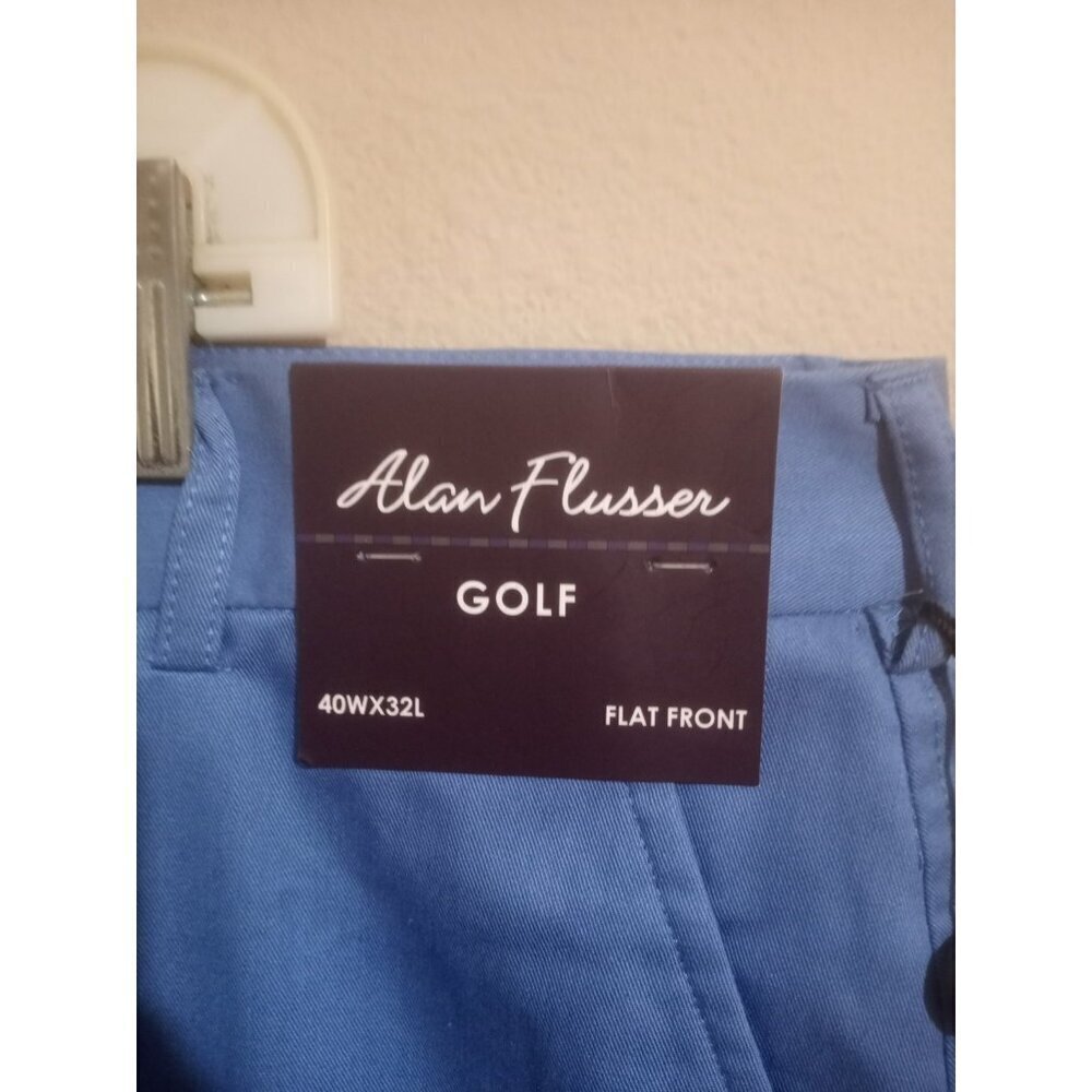 New Alan Flusser Golf Mens Blue Golf Flat Front Pants Size: 40 x 32 NWT - Picture 2 of 9